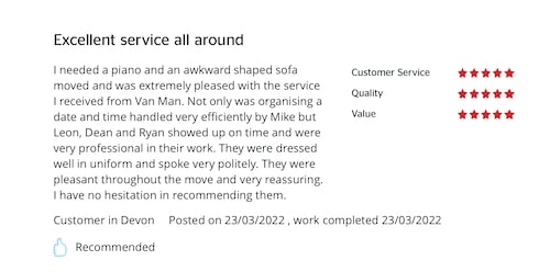 a photo of a 5 star review left by a customer